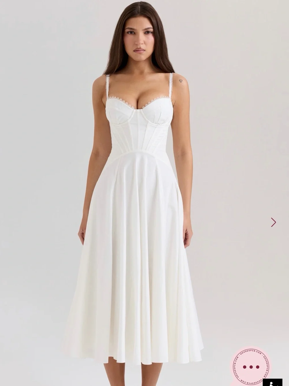 STEFFANI - White Stretch Cotton Midi Sundress - Picture 1 of 2